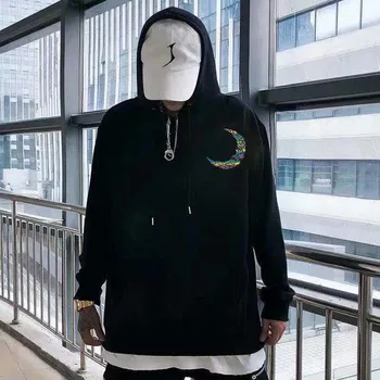 Japonijos Animacinių Fil Hoodie Juokinga Vyrų 2020 Kietas Mėnulio Šviesą Atspindinčios Hoodie Streetwear Laisvi Juodas Pavasario Žiemos Megztiniai Vyrams Streetwear