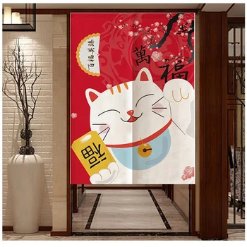 Japonijos Durų Užuolaidos gyvenimo Kambario, Miegamasis, virtuvė, Lino Audiniai Užuolaidoms animacinių filmų Katės Apdailos Pritaikoma Užuolaidos