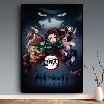 Japonų Anime Demon Slayer : Kimetsu nr. Yaiba Kamado Tanjirou Kamado Nezuko Drobės Plakatai, Sienų Kabo paveikslai Namų Dekoro