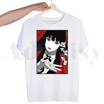 Japonų Anime Kakegurui Yumeko Jabami Ullzang trumpomis rankovėmis T-shirt Vyrai, Print T shirt Vyrai Viršūnes Tees vyriški T-shirt