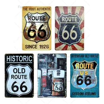 JAV Route 66 Metalo Pasirašyti Plokštės Garažas Ženklus, Senovinius Skardos Juostos Sienų Dekoras Apnašas Shabby Chic Plakatas, Tapyba A876