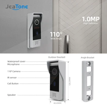 JEATONE Laidinio Wifi Vaizdo Duris Telefono Ryšio 720P Lauko Kameros Vandeniui Platus Vaizdas Doorbell