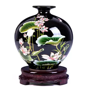 Jingdezhen Keramikos Vaza Kinų Stiliaus Klasikinis Postoral Vaza+Base Figūrėlės Bauda Lygaus Paviršiaus, Namų Dekoro Gaminius R1887