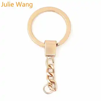 Julie Wang 10VNT Vario paketų prižiūrėtojų raktinę Keychain Padalinti Žiedą su Trumpos Grandinės Keychains Raktų pakabukai Rankų darbo Papuošalai Priėmimo Priedų