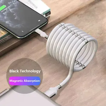 Juodosios Technologijos Magnetinis Laidą Įkrovimo Linija Savęs Likvidavimo USB Įkrovimo Kabelis Sutaupyti Vietos, Lankstus Ir tvirtas, Sulankstomas