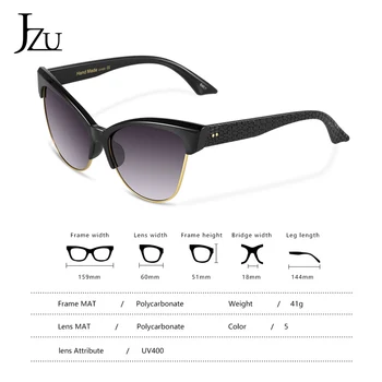 JZU 2020 Naujas Prekės ženklas Dizaineris Cateye Akiniai nuo saulės Moterims, cat eye akiniai nuo saulės mados leopard Derliaus Metalo Retro Lunette De Sol UV400