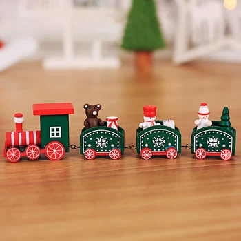 Kalėdų Docratiom Traukinio Dažytos Medžio Kalėdinė Dekoracija Namuose su Santa/meška Kalėdos vaikas žaislų, dovanų ornamentu Kalėdų Dovana