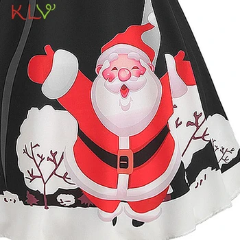 Kalėdų Dress Santa Claus Atsispausdinti Petį Vintage Suknelę, Kostiumą Drabužių Vakare Šalis Suknelė Elegantiškas Moterų Žiemos Dress 19Sp