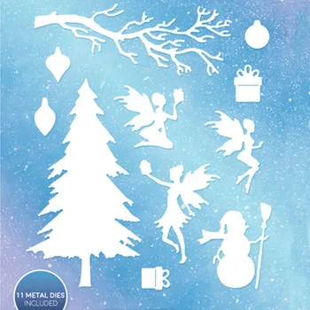 Kalėdų Fairy Elf Sniego Medis Dovana Metalo Pjovimo Miršta Papuošti Kortelės Įspaudas Nuotraukų Albumą Trafaretas Scrapbooking Įgaus Naujų Miršta