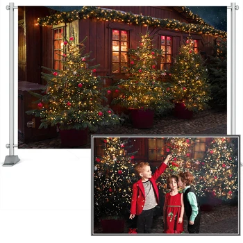 Kalėdų Fonas Tamsus Scence Kalėdų medžio Vainikas Medienos Durys Baby Vaikų Fotografijos Fone Gimtadienio Dekoras Reklama