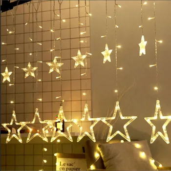 Kalėdų Pasakų Žibintai MUMS/ES Plug Moon Star LED String Šviesos Girlianda Lango Užuolaidėlė Patalpų Medžio Dekoro Helovinas Vestuvės Šviesos