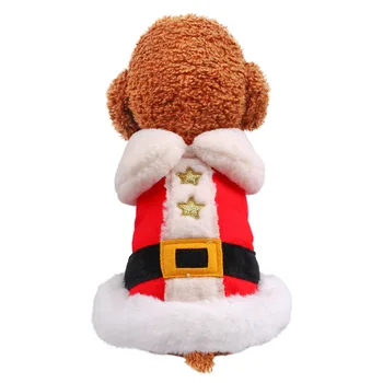 Kalėdų šunelis Drabužių Rudens ir Žiemos Raudonos Spalvos Šuo Šiltas Medvilnė Paminkštinimas Apsiaustai su Žvaigždžių Spausdinimo Perros Ropa Šuo Paltai