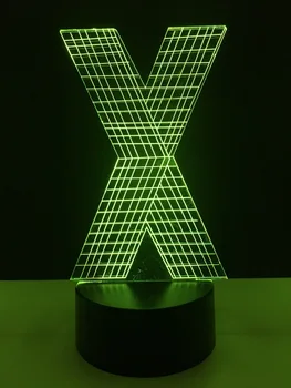 Karšto 3D LED lempos Abėcėlės Raidė X 7 spalva Keičiasi Belaidžio Stalas Stalo Naktį Šviesos Miegamajame Miega Kambario Dekoro Gimtadienio Rresent