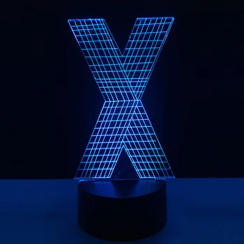 Karšto 3D LED lempos Abėcėlės Raidė X 7 spalva Keičiasi Belaidžio Stalas Stalo Naktį Šviesos Miegamajame Miega Kambario Dekoro Gimtadienio Rresent