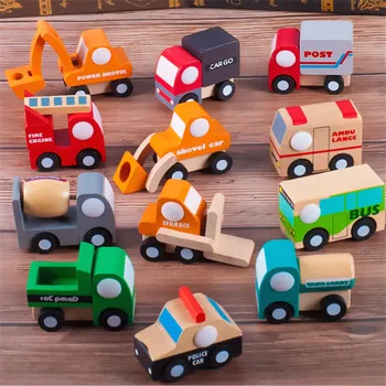 Karšto Medinių Vaikų Automobilių Inžinerijos Modelį Dvylika Rinkiniai Kelis Mokyklinio Autobuso Modelis Kūdikių Pažinimo Švietimo Žaislai