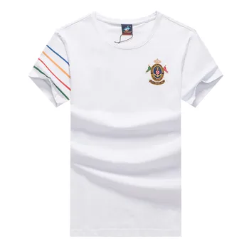 Karšto Pardavimo 2020 Metų Vasaros vyriški marškinėliai Medvilnė, Dryžuotas trumpomis Rankovėmis Mados Siuvinėjimo Vyrų tshirts Balta Geltona karinio jūrų Laivyno Atsitiktinis Tee