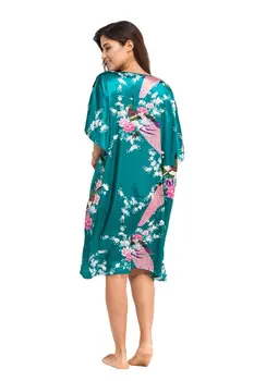 Karšto Pardavimo Drak Žalia Moterų Viskozė Skraiste Suknelė Suknelė Kinijos Nacionalinis Sleepwear Nightshirt Gėlių&Povas Kimono Vienas Dydis Z161901