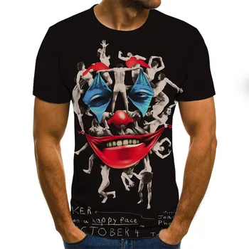 Karšto Pardavimo Klounas Marškinėliai Vyrams/moterims Joker Veidas 3D Atspausdintas Teroro Mados marškinėliai dydis XXS-6XL