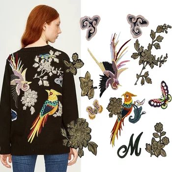 Karšto Parduoti Naujų gėlių ir paukščių multi-gabalas siuvinėjimo etiketės pleistras mados drabužiai, striukė, dekoratyviniai aksesuarai 