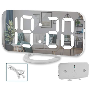 Karšto Skaitmeninis Laikrodis-Žadintuvas,6 Colių Didelis Led Ekranas Su Dual Usb Įkroviklis Uostų Auto Dimmer Režimo Lengva Atidėjimo Funkcija, Modernus Mirro