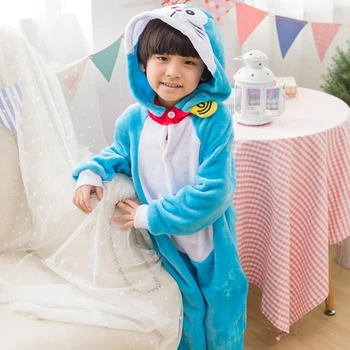 Karšto Vaikas Doraemon Jingle Katė Cosplay Kigurumi Onesies Vaikų Animacinių Filmų Žiemos Anime Kostiumu Mergina Berniukas Gyvūnų Sleepwear Pižama