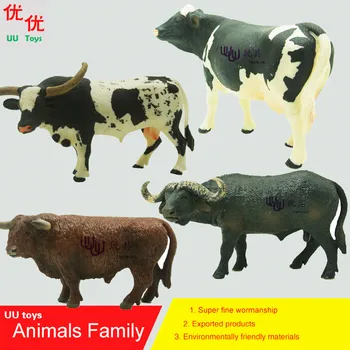 Karšto žaislai: Buffalo, Rudos spalvos Bulius, Holšteino Bull, Texas Longhorn Karvė modeliu, Gyvūnų, vaikų, žaislai vaikams, švietimo rekvizitai