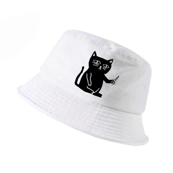 Katė su peiliu spausdinti kibiro kepurę moterų atsitiktinis juokinga žvejys skrybėlę Vyrai Moterys harajuku pop panama kepurė gorro