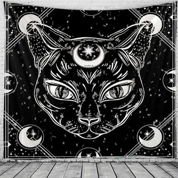 Katės ir mėnulį Indijos Mandala macrame Gobelenas Sienos Kabo Boho dekoro hipių Raganavimas Gobelenas