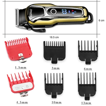 Kemei plaukų clipper profesionalios plaukų žirklės vyrų barzdos skustuvas elektrinių plaukų kirpimo mašinėlių LCD monitorius 0 mm plikas barzda žoliapjovės 5