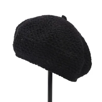 Kepuraitės Beretė skrybėlę moterų vilnos vientisos spalvos Megztus skrybėlę retro paprasto beretė šiltą kepurę elegantiškas ponios žiemos skrybėlę шапка женская