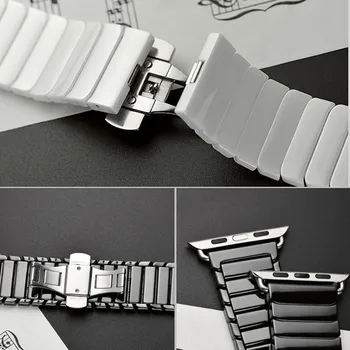 Keramikos Diržu, Apple Watch Band 44 mm 40mm iwatch juosta 42mm 38mm Nerūdijančio plieno sagtis nuorodą apyrankė 