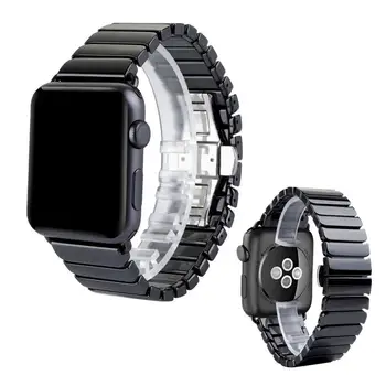 Keramikos Diržu, Apple Watch Band 44mm 40mm 42mm 38mm Priedai Nerūdijančio plieno drugelis apyrankę iWatch serijos 6 5 4 3 2 se