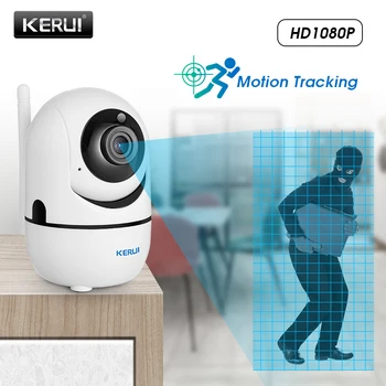 KERUI 1080P Full HD 2MP, WIFI Home Security, IP Kamera, Wireless Mini Smart Tuya Kameros Vaizdo Stebėjimo Auto Stebėjimo Debesų