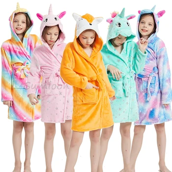 Kigurumi Vaikų Chalatas Kūdikių Vonios Chalatas, Gyvūnų Fox Vienaragis Gobtuvu Chalatai Berniukų Mergina Pižamos Pižamą Vaikai Sleepwear