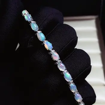 KJJEAXCMY boutique papuošalus 925 sterlingas sidabro inkrustacijos gamtos Opalas brangakmenio apyrankės moterų palaikymo testą