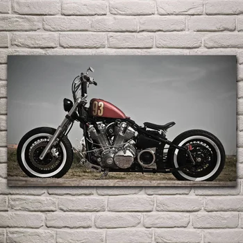Klasikinis bobber xv 1600 motociklu stiliaus dviratis kambarį apdaila namo sienos meno dekoro medžio rėmo audinio plakatas KH845