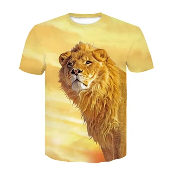 Klasikinės Gyvūnų Grafinis T-shirt 3D Atspausdintas Tigras/liūtas Marškinėlius Vasaros Vyrų Harajuku Viršūnės Apvalios Kaklo Atsitiktinis Marškinėliai Mados Marškinėliai