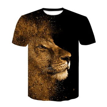 Klasikinės Gyvūnų Grafinis T-shirt 3D Atspausdintas Tigras/liūtas Marškinėlius Vasaros Vyrų Harajuku Viršūnės Apvalios Kaklo Atsitiktinis Marškinėliai Mados Marškinėliai