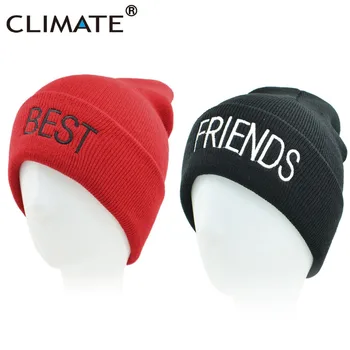 KLIMATO Geriausiais Draugais Beanie Skrybėlių Vyrų, Moterų, Žiemą Šiltas Megztiniai Skullies Ladybro Gandai Black Red Hat Kepuraitė Suaugusiųjų Moterų, Jaunimo