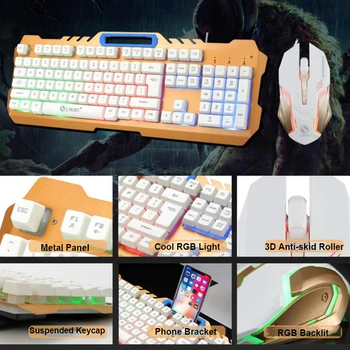 Kompiuterio Klaviatūra, Pelė Combo Žaidimų klaviatūra su Apšvietimu Mechaninė Klaviatūra PC Gaming Pelę, Klaviatūrą Gamer