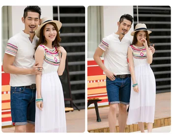 Korėjiečių pora drabužių tshirts kolegijos mados stilius pora mėgėjams moterų vasaros paplūdimio suknelė šeimos atitikimo drabužiai, apranga, drabužiai 11