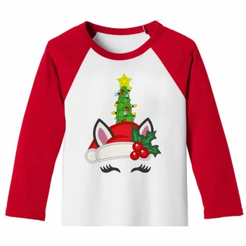 Korėjos Mielas Vaikams T Marškinėliai Berniukams, Mergaitėms, Drabužiai Vaikams, Vaikiška ilgomis Rankovėmis marškinėliai Mergaitėms Kalėdų Vienaragis Viršūnes Mergaitėms