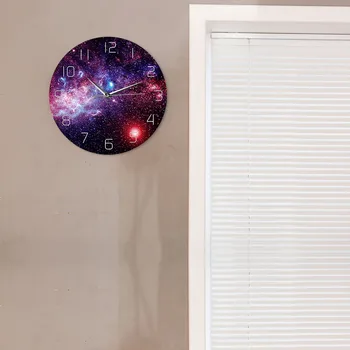 Kosminės Erdvės Spausdinti Akrilo Sieninis Laikrodis Galaxy Meteorologijos Debesų Stebėjimo Tylus Judėjimas Modernus Dizainas Portretų Laiko Laikrodis