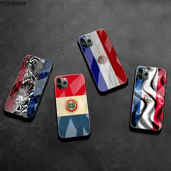 KPUSAGRT Paragvajus vėliavos Prabanga Telefono dėklas Grūdintas Stiklas iPhone 11 Pro XR XS MAX 8 X 7 6S 6 Plus SE 2020 atveju