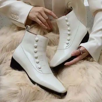 Krazing puodą natūralios odos, rankų darbo, aukštos kokybės med kulno aikštėje kojų žiemos batai išlaikyti šiltas jauna panele laisvalaikio batai L70