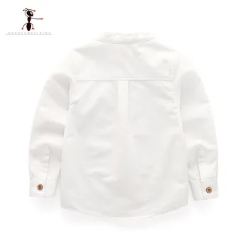 Kung Fu Ant 2019 M. Pavasarį Atsitiktinis Berniukų Marškiniai Oksfordo Tekstilės, Medvilnės, Baltos spalvos Marškinėliai Kišenes, O-Kaklo Kietas Baby Vaikų Drabužių 1825