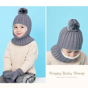 Kūdikis, berniukas, kepurės mergaitėms žiemai megzti vaikams kepuraitė skrybėlės skrybėlę, šaliką, pamušalas šiltas dangtelis aksomo šalikas su vaikais kūdikių gabalas T3H8