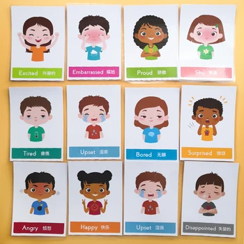 Kūdikių anglų Kišenėje Kortelės Emocijų Kasdienės Rutinos Formos Užsienio Kalba vaikams, kurie mokosi Žodžių Flash Kortelių Atminties švietimo žaislai