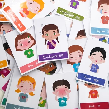 Kūdikių anglų Kišenėje Kortelės Emocijų Kasdienės Rutinos Formos Užsienio Kalba vaikams, kurie mokosi Žodžių Flash Kortelių Atminties švietimo žaislai