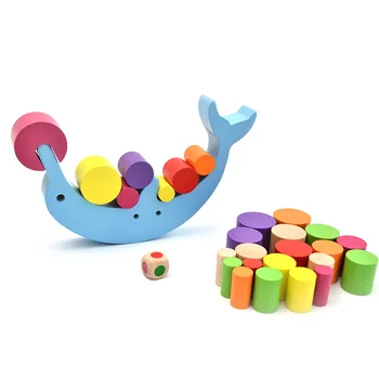 Kūdikių Ankstyvojo Mokymosi Žaislas Medienos Delfinų Balansavimo Švietimo Žaislai, Statyba Blokai Vaikai Montessori Vaikų Balansavimo Žaidimas Žaislas Dovana